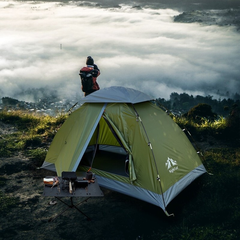 Night Cat Easy Setup 2-Person Waterproof Tent Outdoor Shelter with Sealed Floor