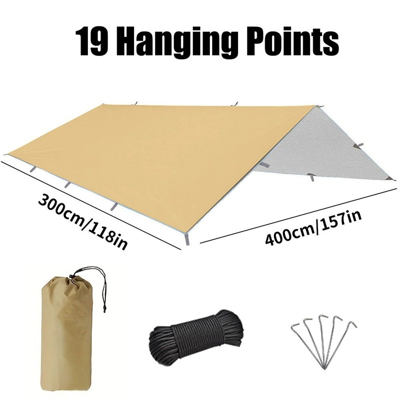 Waterproof Camping Tent Tarp Shelter Hammock Cover Lightweight Rain Fly 10x13 ft