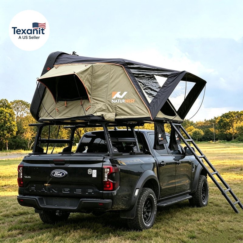 Naturnest Sirius 1 Hardshell Rooftop Tent, Clamshell Pop up Car Roof Tent for 2-