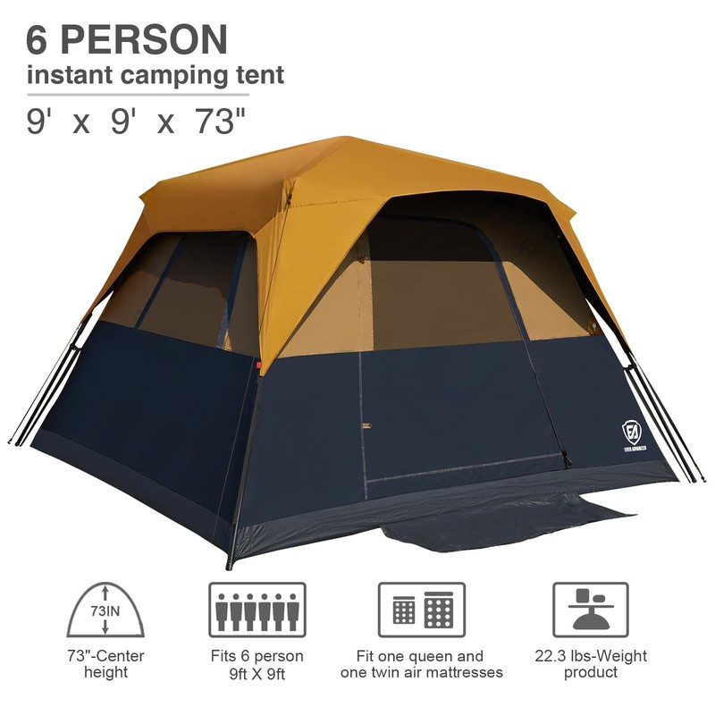 6 Person Camping Tent, Blackout Design Tent for Camping Instant Cabin Tents f... gallery