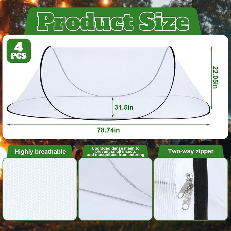 Lightweight 4 Pack Camping Mosquito Nets - 78.7” Easy Foldable & Travel-friendly gallery