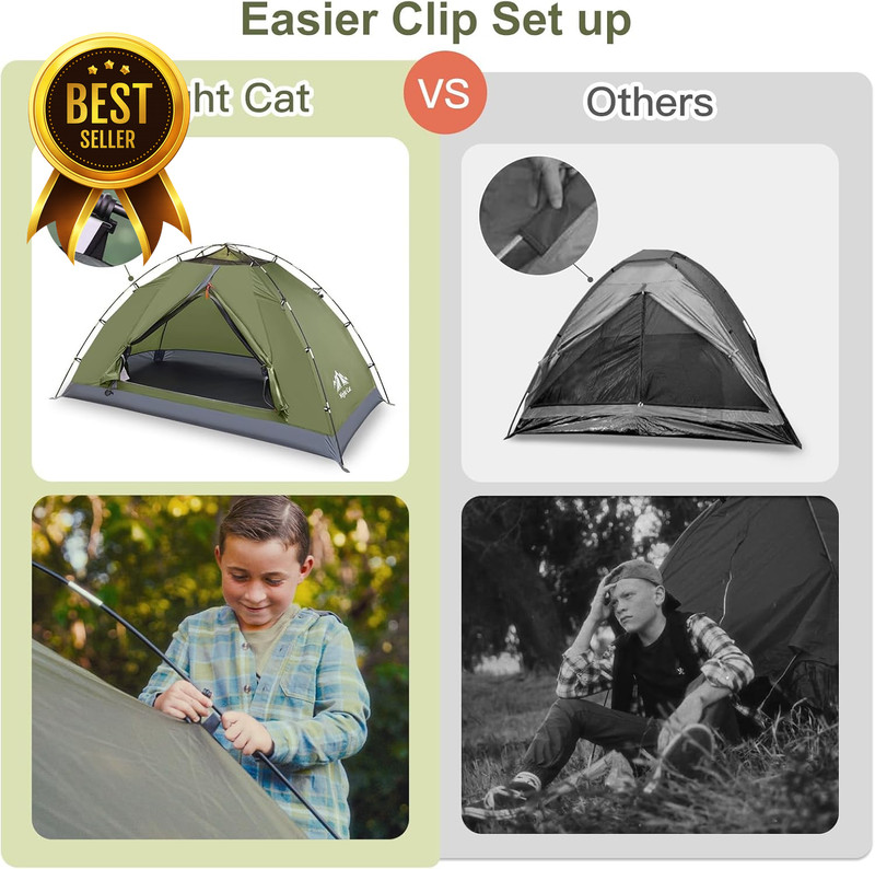 Upgraded Backpacking Tent for 1–2 Persons Easy Clip Setup Lightweight Camping Te gallery