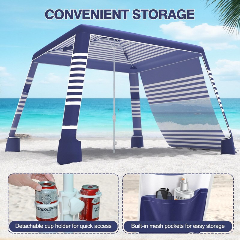 Beach Tent,8'×8' Large Beach Canopy for 4-6 People,Easy Setup Beach Sun Shelt... gallery