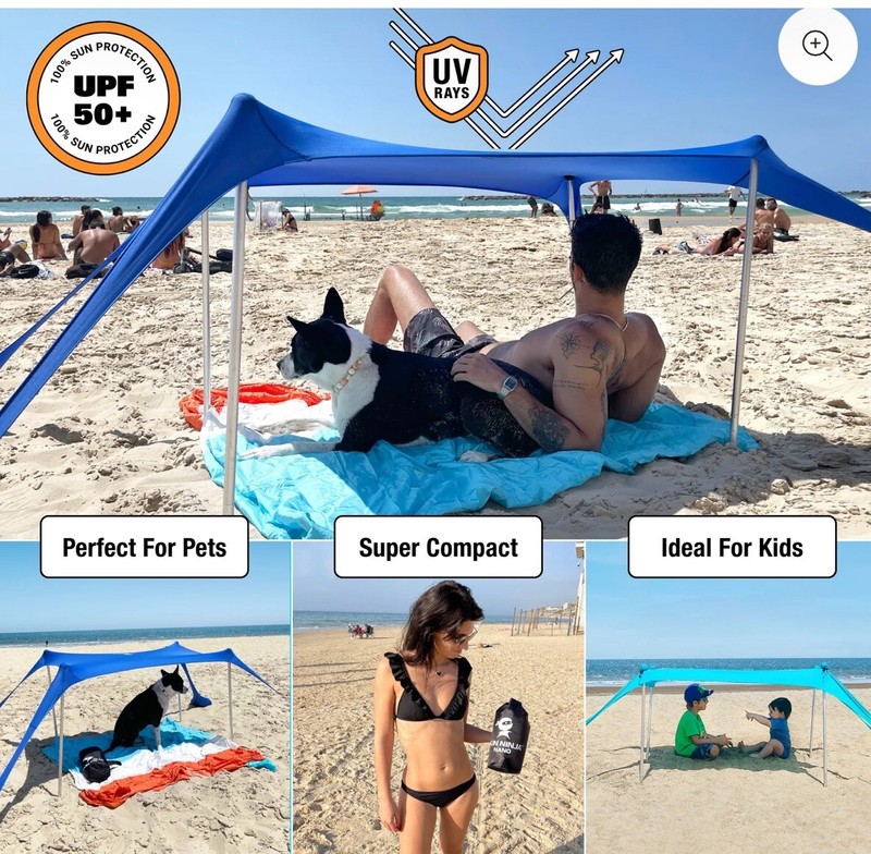 SUN NINJA Nano (Mini) Pop Up Beach Tent Sun Shelter UPF50+ 4 ft X 2.6 ft Navy gallery