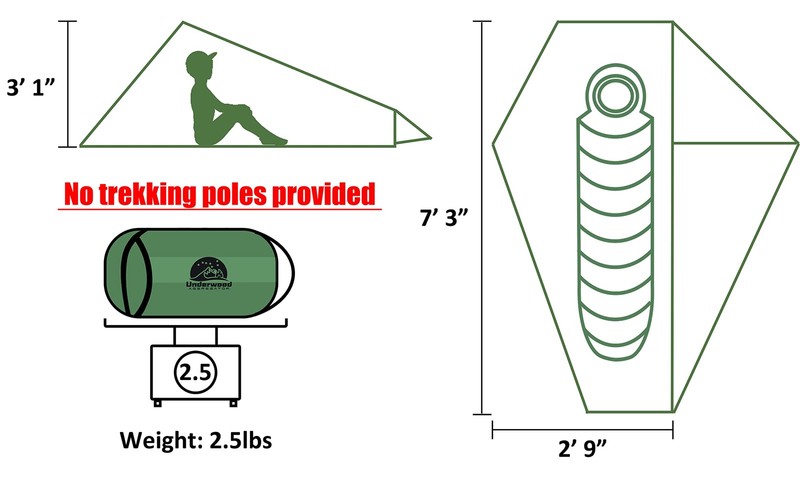 1 Person Trekking Pole Tent for Backpacking - Ultralight Backpacking Tent, Wa... gallery