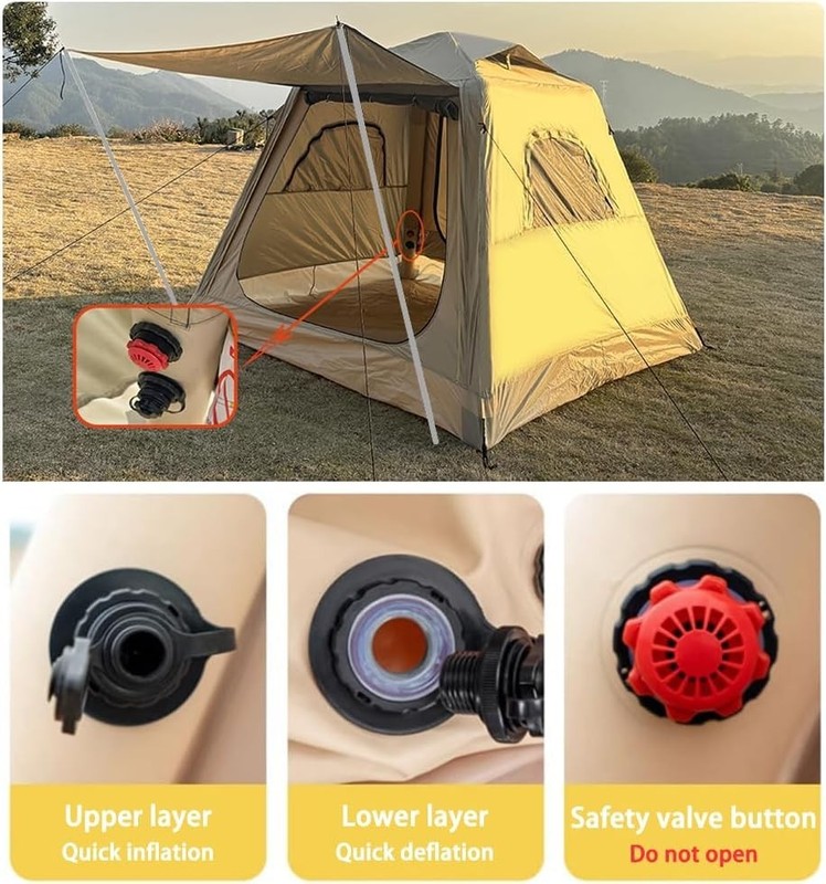Inflatable Camping Tent for Family Outdoor Use in Khaki Quick Setup Waterproof gallery