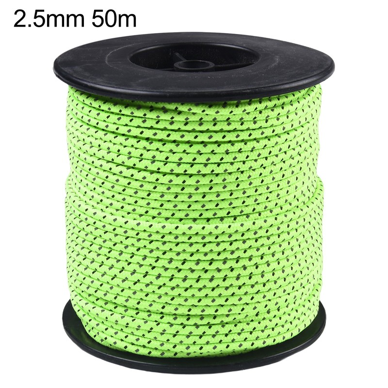 Flexible and Anti Aging Reflective Camping Cord 50M 2 5mm Tent Guyline Rope gallery