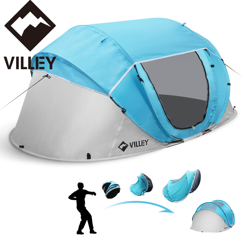 VILLEY 4 Persons Pop Up Waterproof Tent Automatic Setup Camping Tent 6.61 lbs
