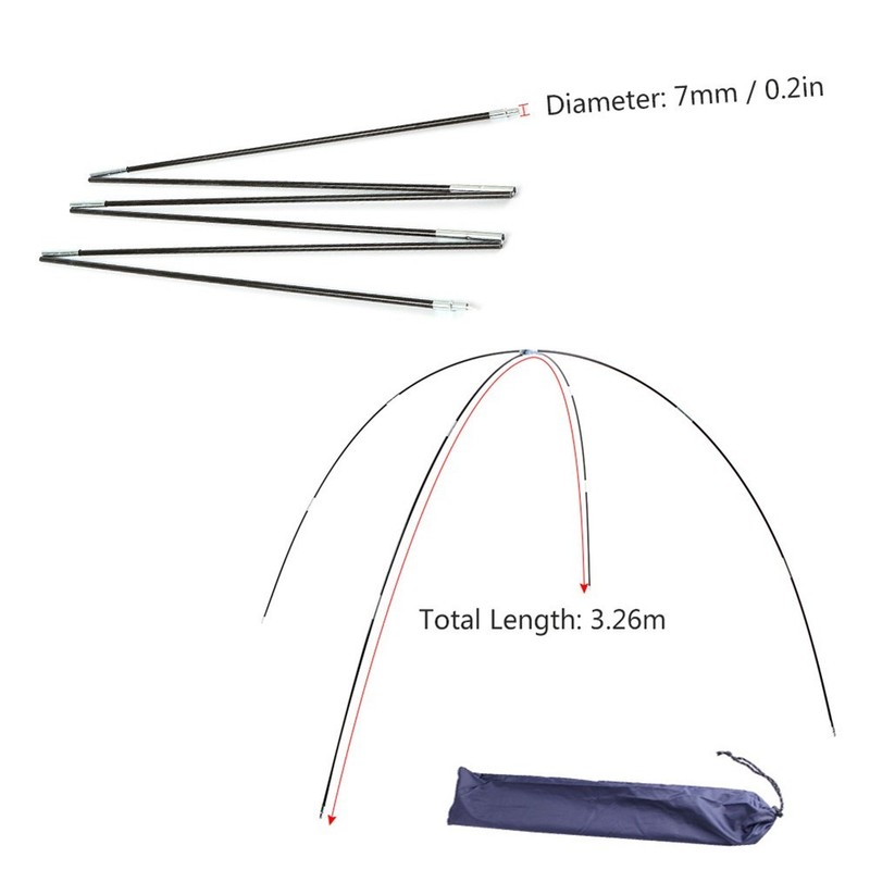 Collapsible Fiberglass Tent Poles 10ft 7mm Diameter 22.4in Storage Length gallery