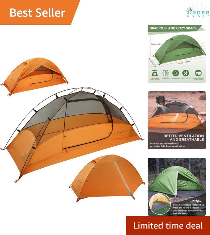 Lightweight Polyester 1 Person Waterproof Backpacking Tent for Camping Hiking