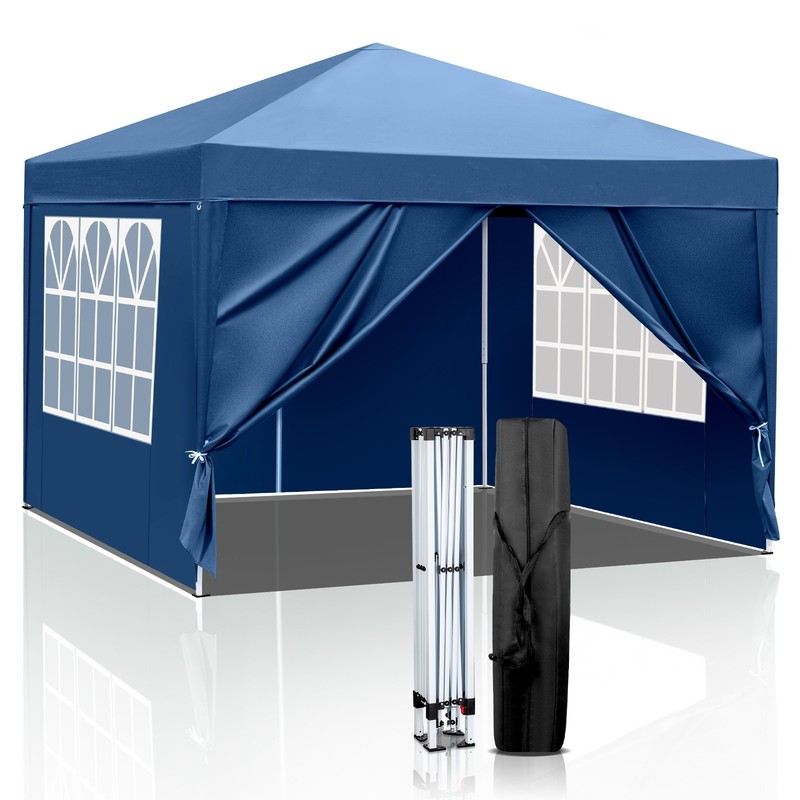 3m x 3m 2 Door 2 Window Waterproof Right-Angle Folding Tent Blue