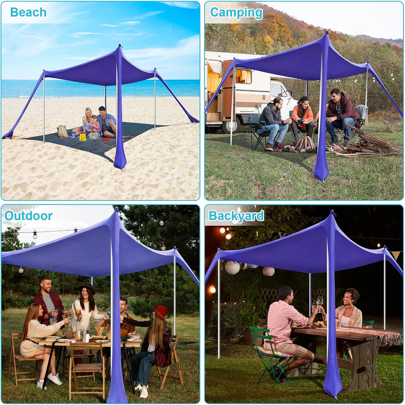 Beach Tent - 10 X 10 FT Beach Canopy, Portable Beach Tent Sun Shelter UPF50 with gallery