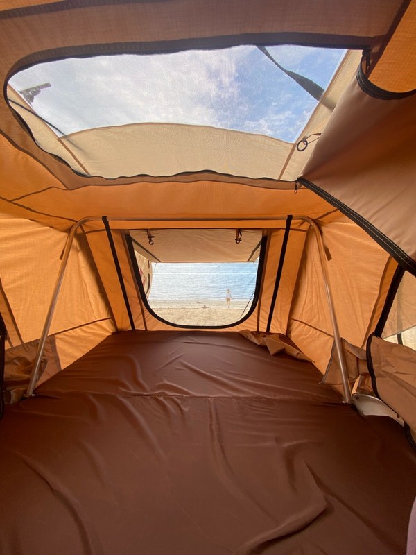 Takao Hardshell Roof Top Camp Tent – Khaki For Cars Trucks SUVs Fits 4 Person