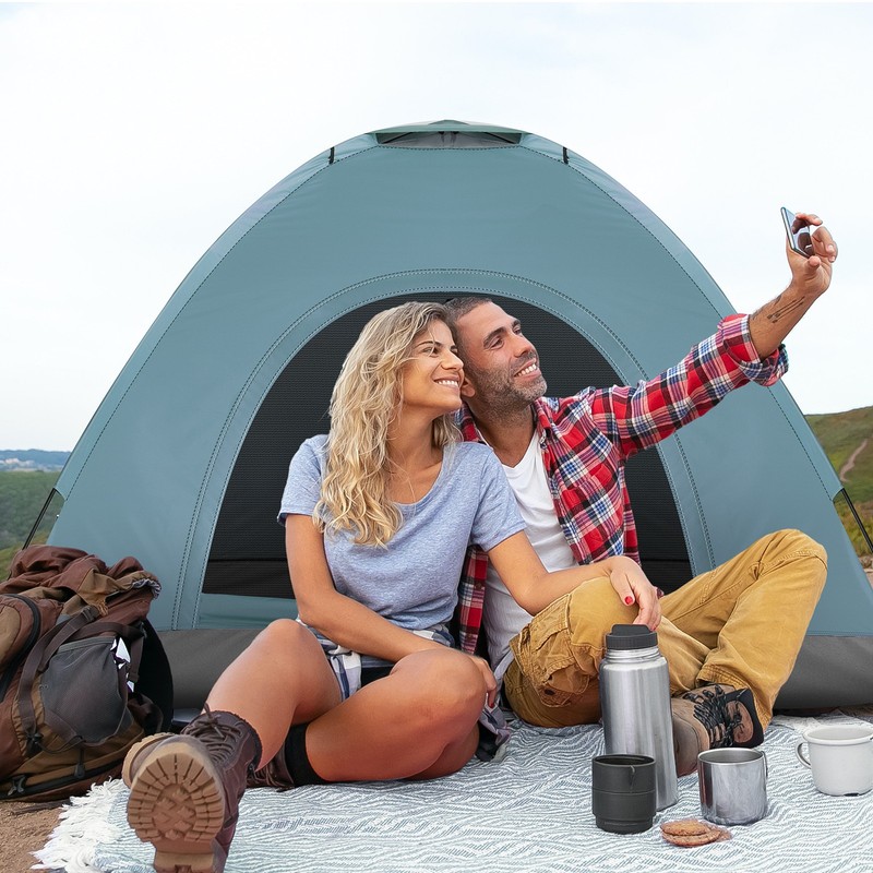 3-4 Person Camping Dome Tent Blue High Quality gallery