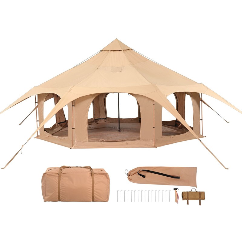 16.4ft Canvas Bell Tent 3 Modes, 8 People with Stove