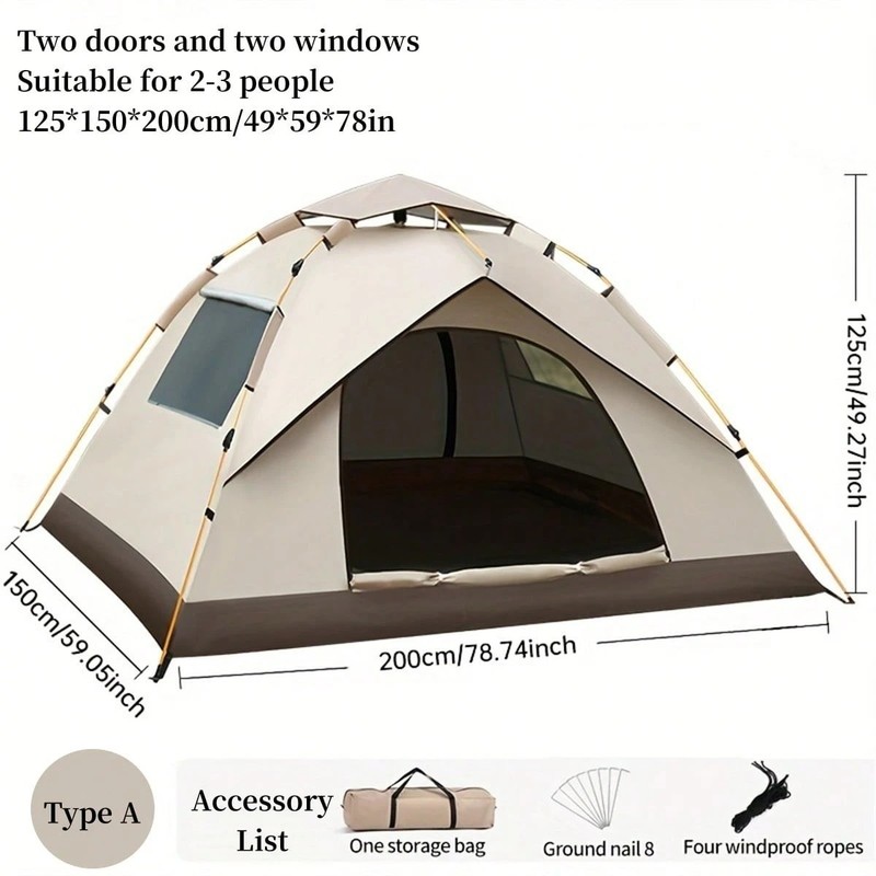 Spacious Automatic Popup Camping Tent Waterproof Sun Shelter for Family Outdoor
