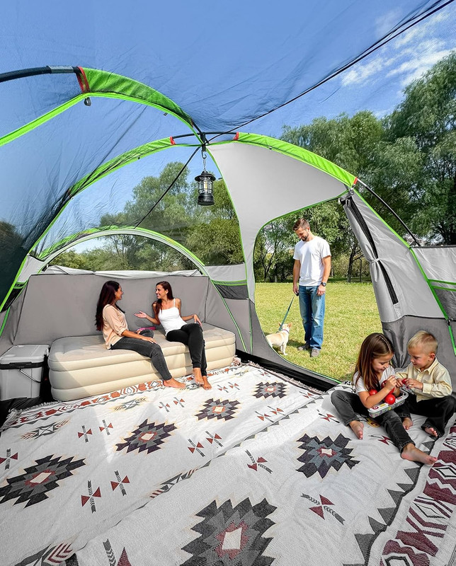 LOYEAHCAMP 8 Person Larger Extended Dome Camping Tent with 3 Rooms, Waterproof S gallery