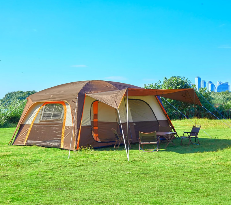 Extra Large Tent 12-14 Person,Family Cabin Tents,2 Rooms,Straight Wall,2 Doors 4 gallery