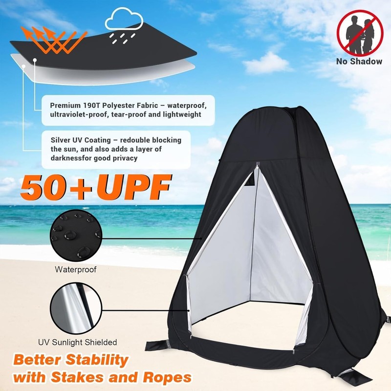 Large 7FT Pop Up Privacy Tent for Camping Beach Shower Toilet Shelter Black gallery