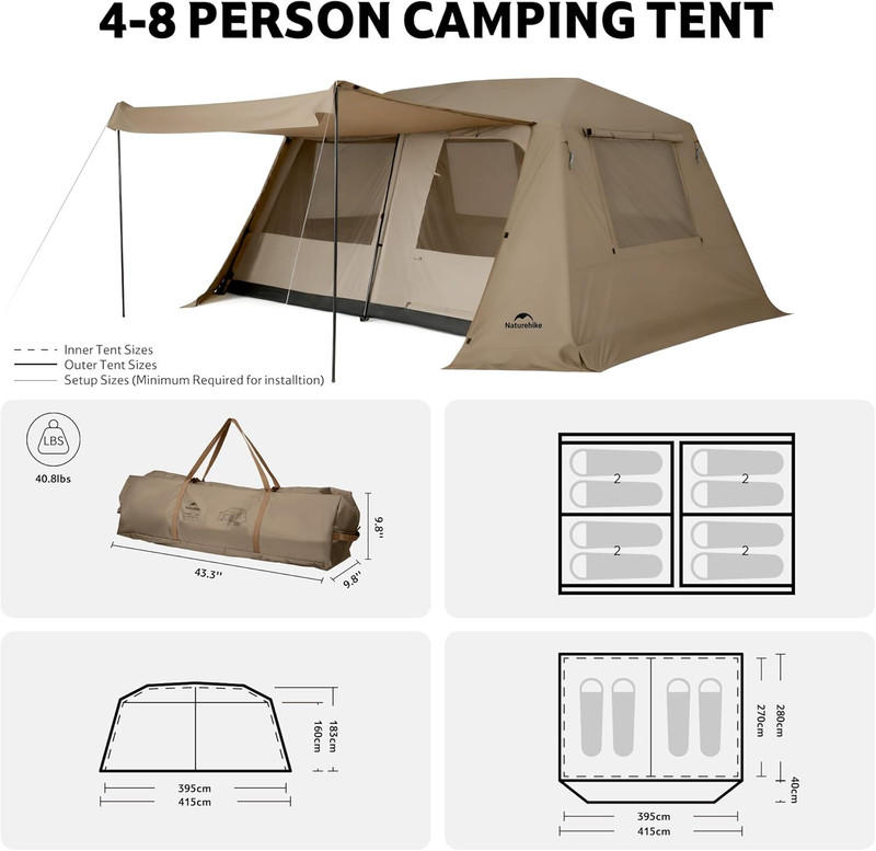 Village Lite Camping Tent, 60S Easy Setup Instant Tents for Camping, Double Laye gallery