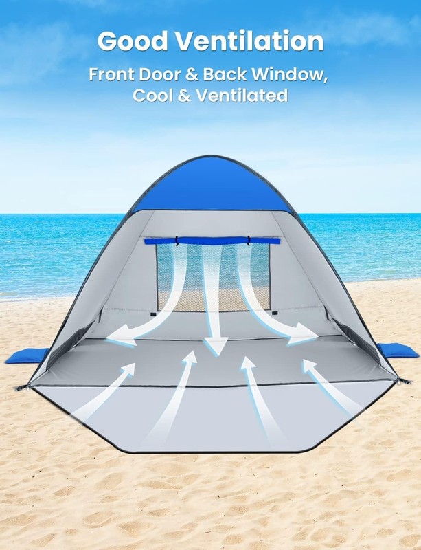 Pop Up Beach Tent Sun Shelter UPF 50+ Portable Easy Setup for 1-4 People New gallery