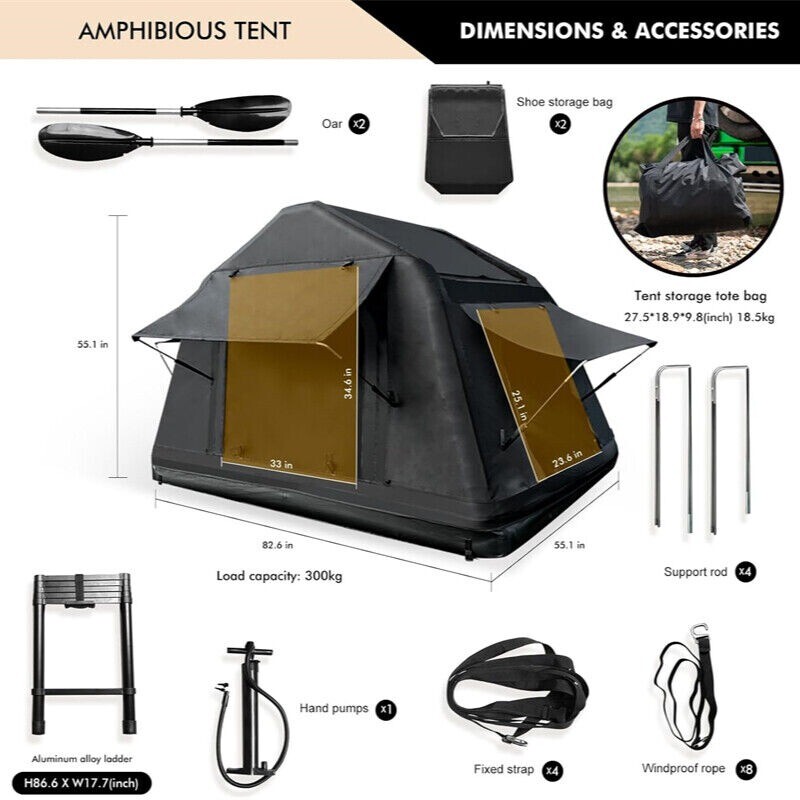 3 People Car Roof Top Tent Portable Amphibious Inflatable Floating Tent Camping gallery