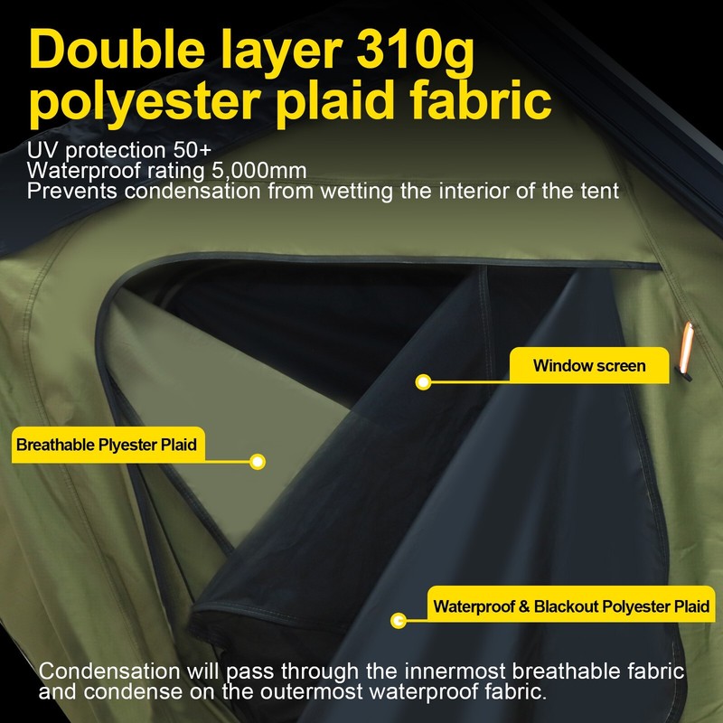 Naturnest Hardshell Roof Top Tent w/Luggage Bar, Skylight for Car Camping Travel gallery