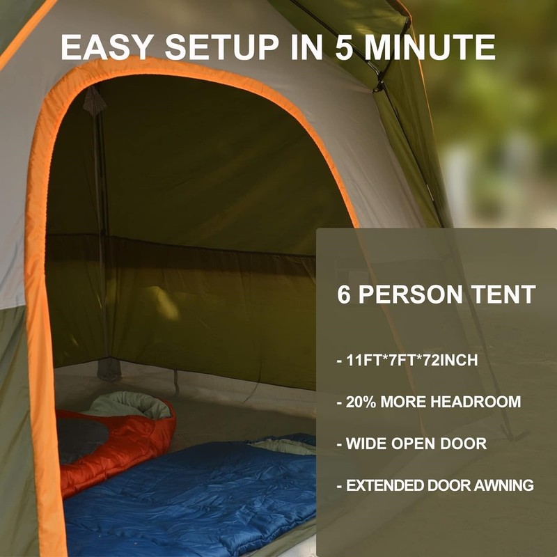 Tienda de campana 6 personas carpa para camping equipamiento camp 72in NUEVO US gallery
