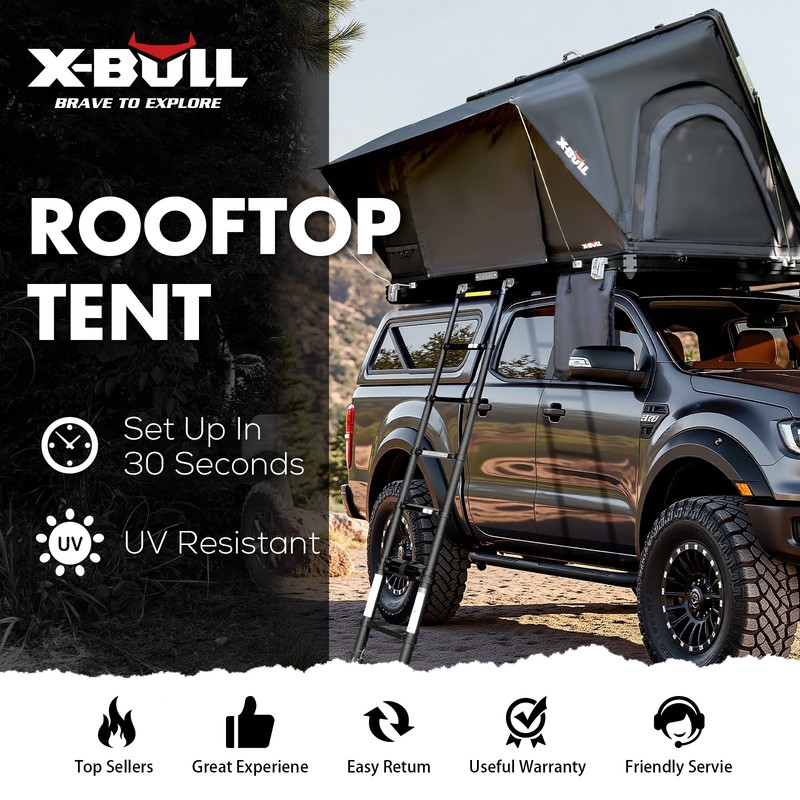 X-BULL Hard Shell Roof Top Tent with Ladder and Mattress for SUV Truck Car 4WD