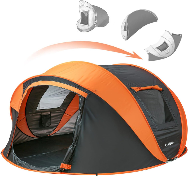 Pop up Camping Tent, 2/4/6 Person Easy Setup Tent, Water Resistant Dome, Portabl
