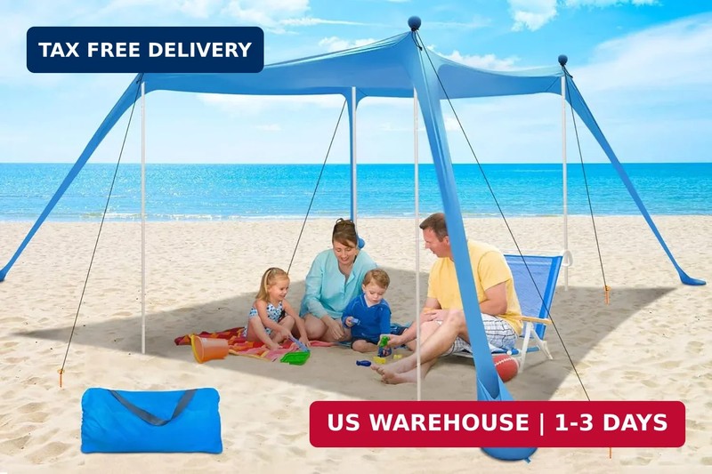 YENGIAM Beach Canopy Beach Tent UPF50+ 11×11 FT Easy to Setup Extra Windproof Ro