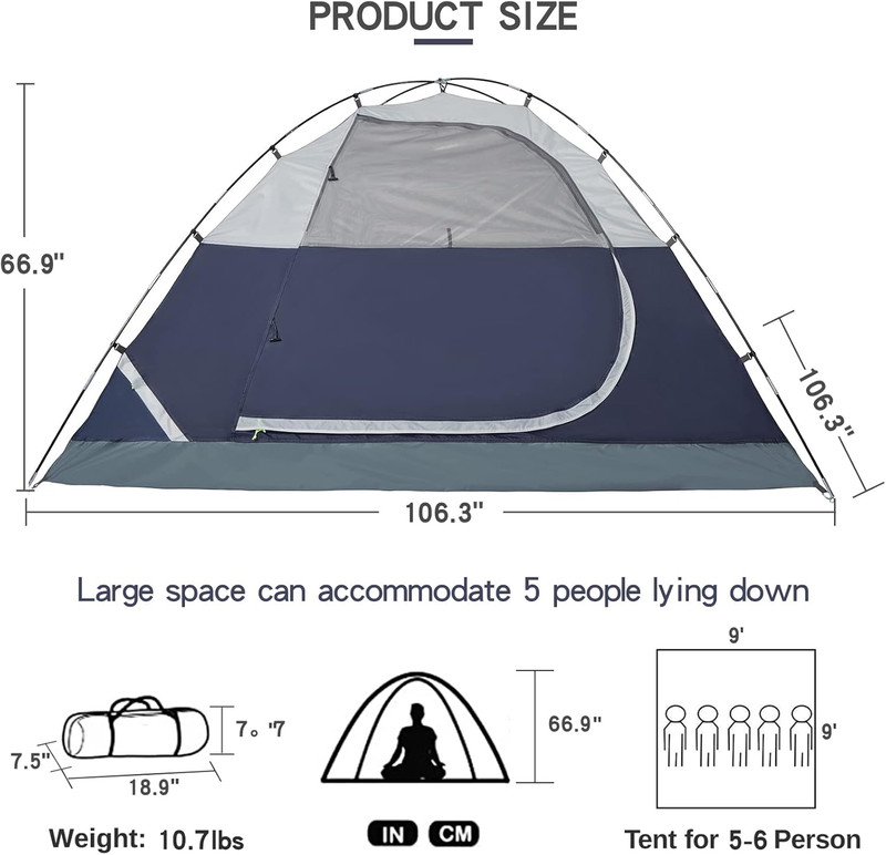Tents for Camping 2/3/4/5 Person Camping Dome Tent, Waterproof,Spacious, Lightwe gallery