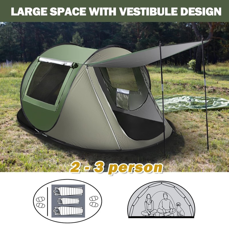 RealPero Instant Pop-Up Tent: Setup So Fast, You'll Miss the Struggle! 2-3P gallery
