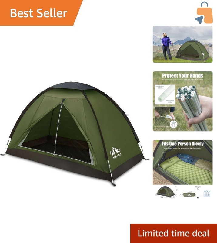 Portable 1-Person Backpacking Tent - Waterproof & Lightweight - 4.4 Pounds