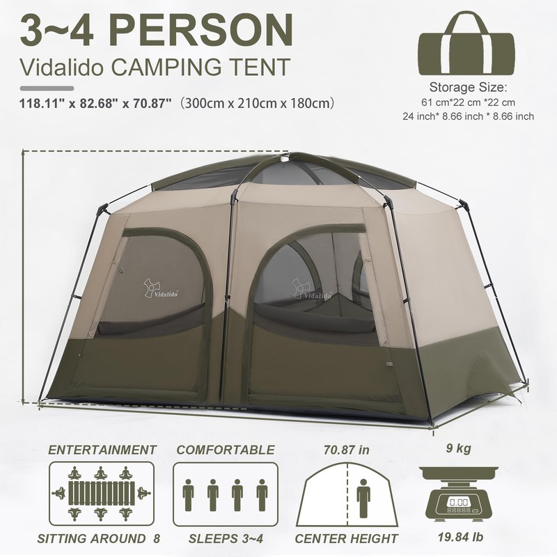 Tents，3-4 Person Camping Tent with Extended Vestibule，Weather Resistant Famil... gallery