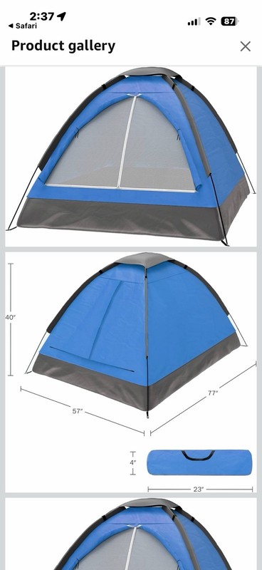 2-Person Wakeman Outdoors Blue 77x50x40″ Camping Tent With Rain Fly & Bag