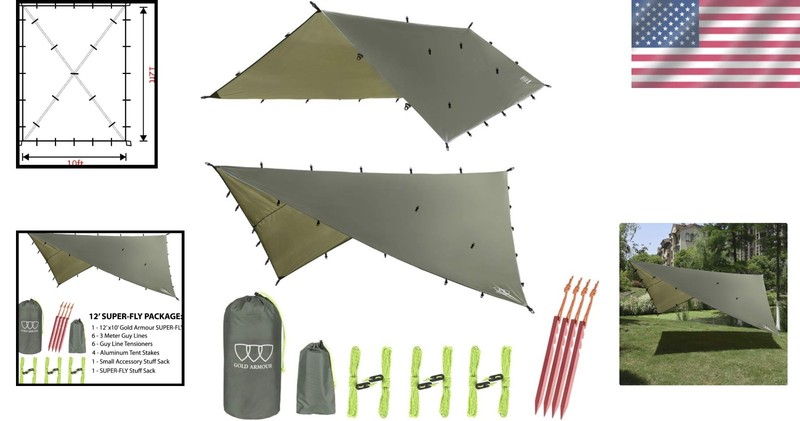 12ft x 10ft Waterproof Rainfly Tarp Hammock for All Weather Adventures gallery