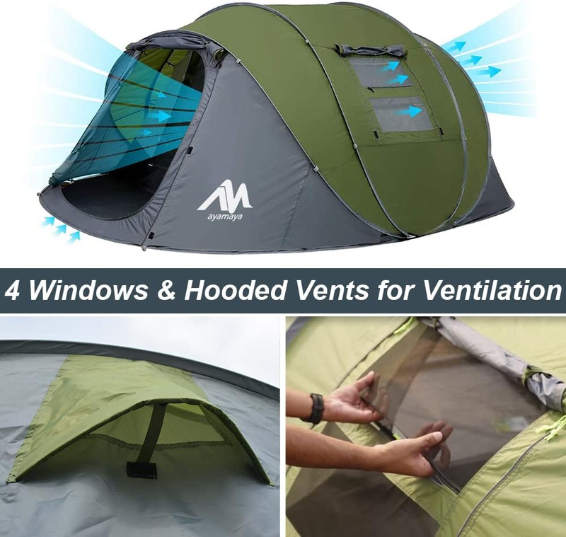 6 Person Easy Pop up Tents for Camping - Double Layer Waterproof Instant Tent w gallery
