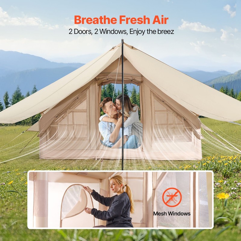 Glamping Tent 3-5 Person 65SQFT with Canopy, Stove Jack & Mesh Windows gallery