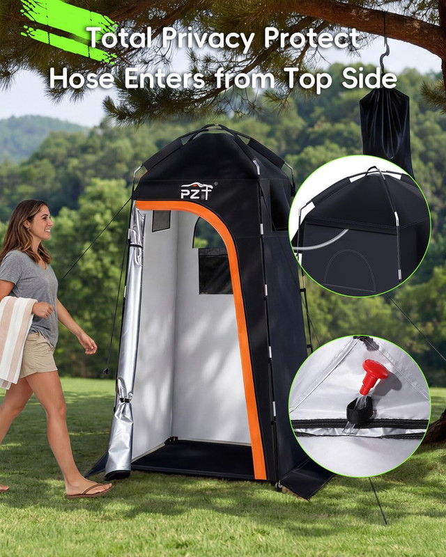 Large Shower Tent, Portable Privacy Tent with Mesh Floor & Carrying Bag, Lightwe gallery