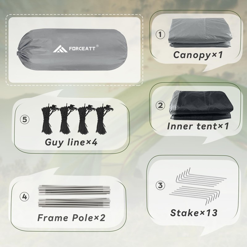 Forceatt Camping Tent 2/3/4 Person, Professional Waterproof & Windproof Light... gallery