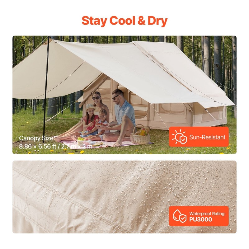 Glamping Tent 3-5 Person 65SQFT with Canopy, Stove Jack & Mesh Windows gallery