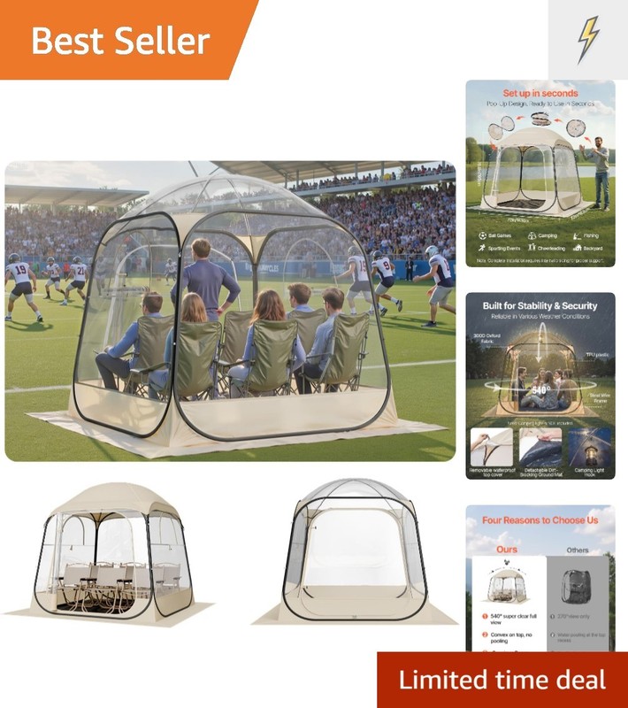 Weather-Resistant Clear Pop-Up Sports Tent for Outdoor Events