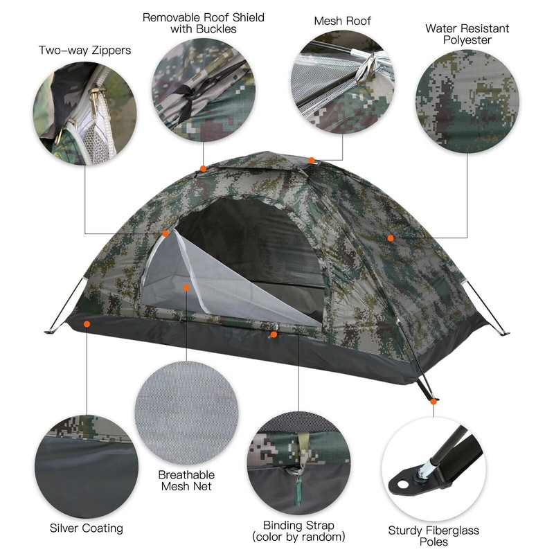 Waterproof 1-2 Person Tent Backpacking Hiking Camping Tent Sun Shelter Folding gallery