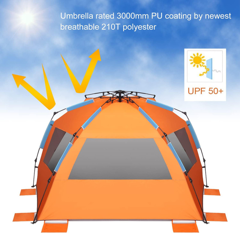 Xx-Large Beach Tent Sun Shelter for 5-6 Person Portable Sun Shade Instant Pop up gallery