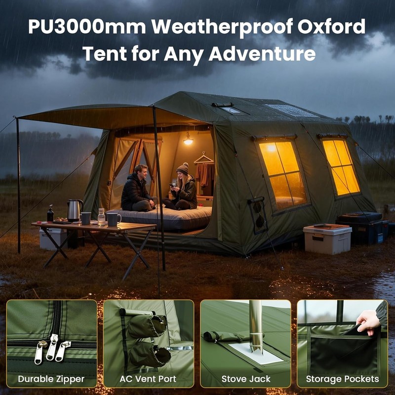 NAIZEA Inflatable Camping Tent for 8-10 Person Blow up Tent 4 Season Air Tent XL gallery