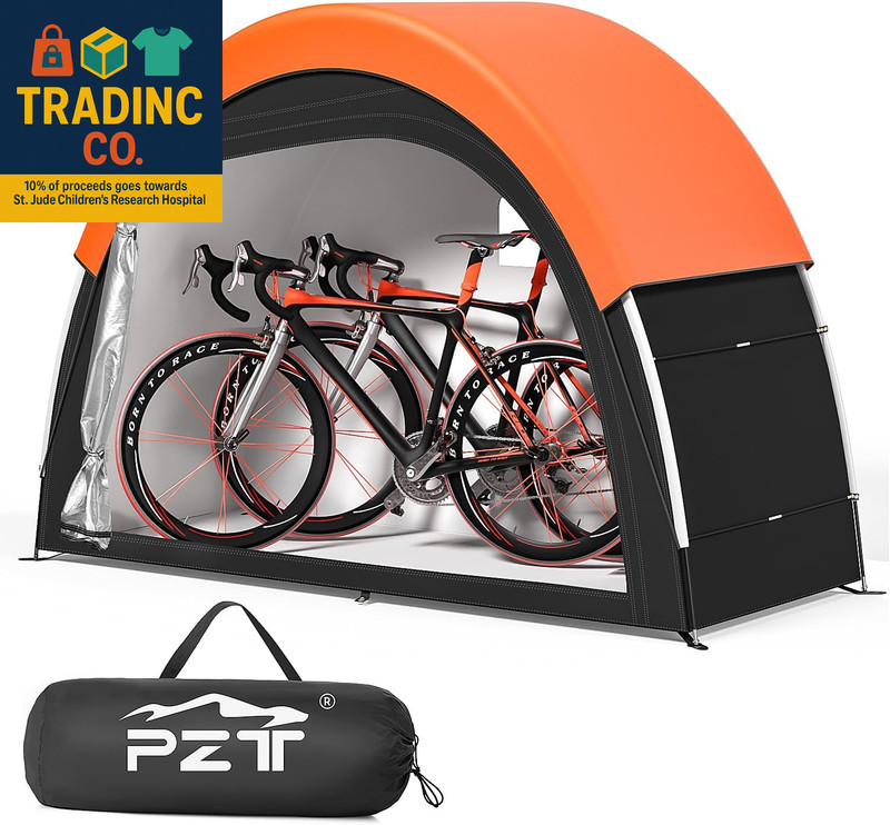 Upgraded Bike Tent with Rain Cover, Portable Outdoor Storage Shed for 2 Bikes, 2