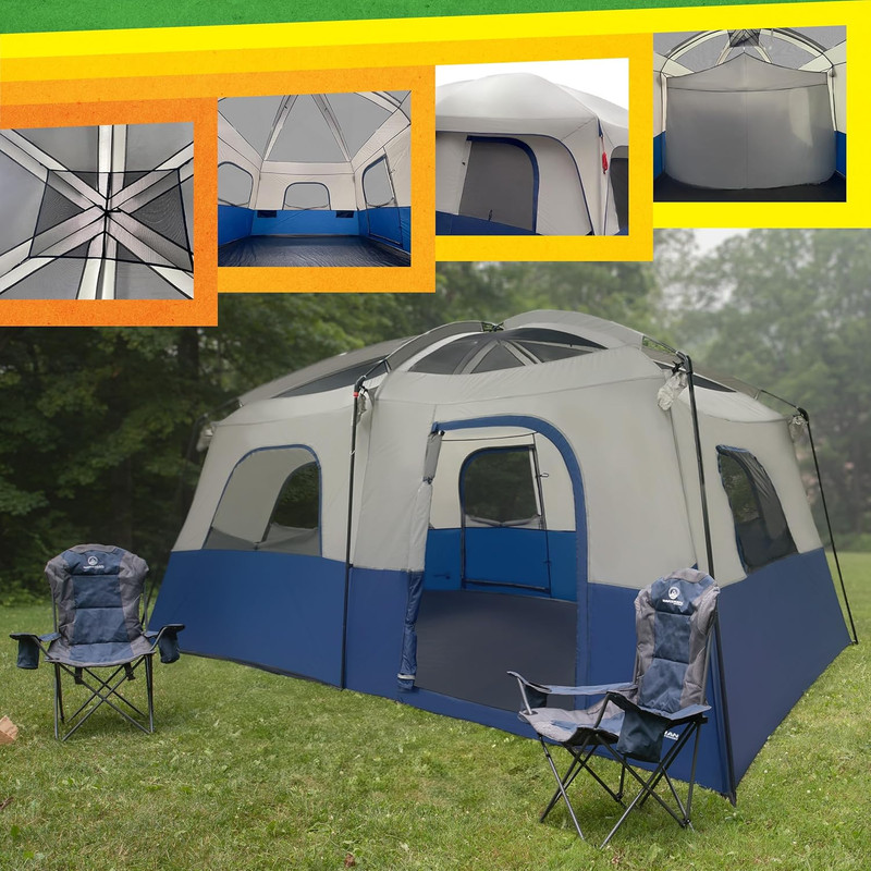 10 Person Camping Tent - Large Outdoor Tent with Room Divider and Rainfly - Fami gallery