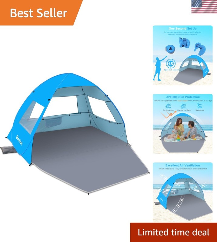 Instant Setup Beach Tent for 3-4: UPF 50+ Reliable Sun Protection & Ventilation