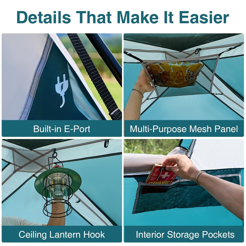 6 Person Instant Camping Tent with Rainfly, 60s Easy Setup Family Cabin Tent ... gallery